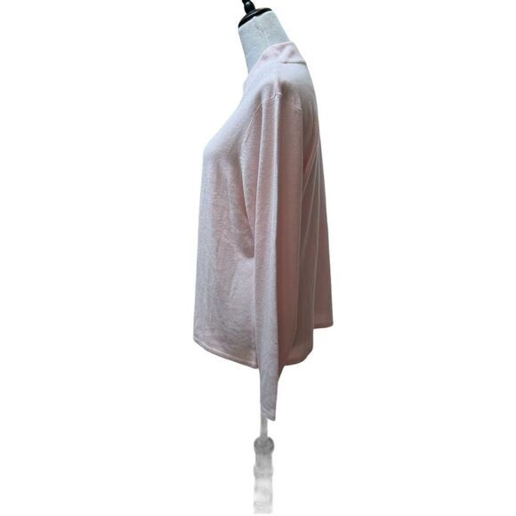 Cable Knit Mock Neck Sweater Long Sleeve Pink Soft Knitwear Top - Picture 2 of 7